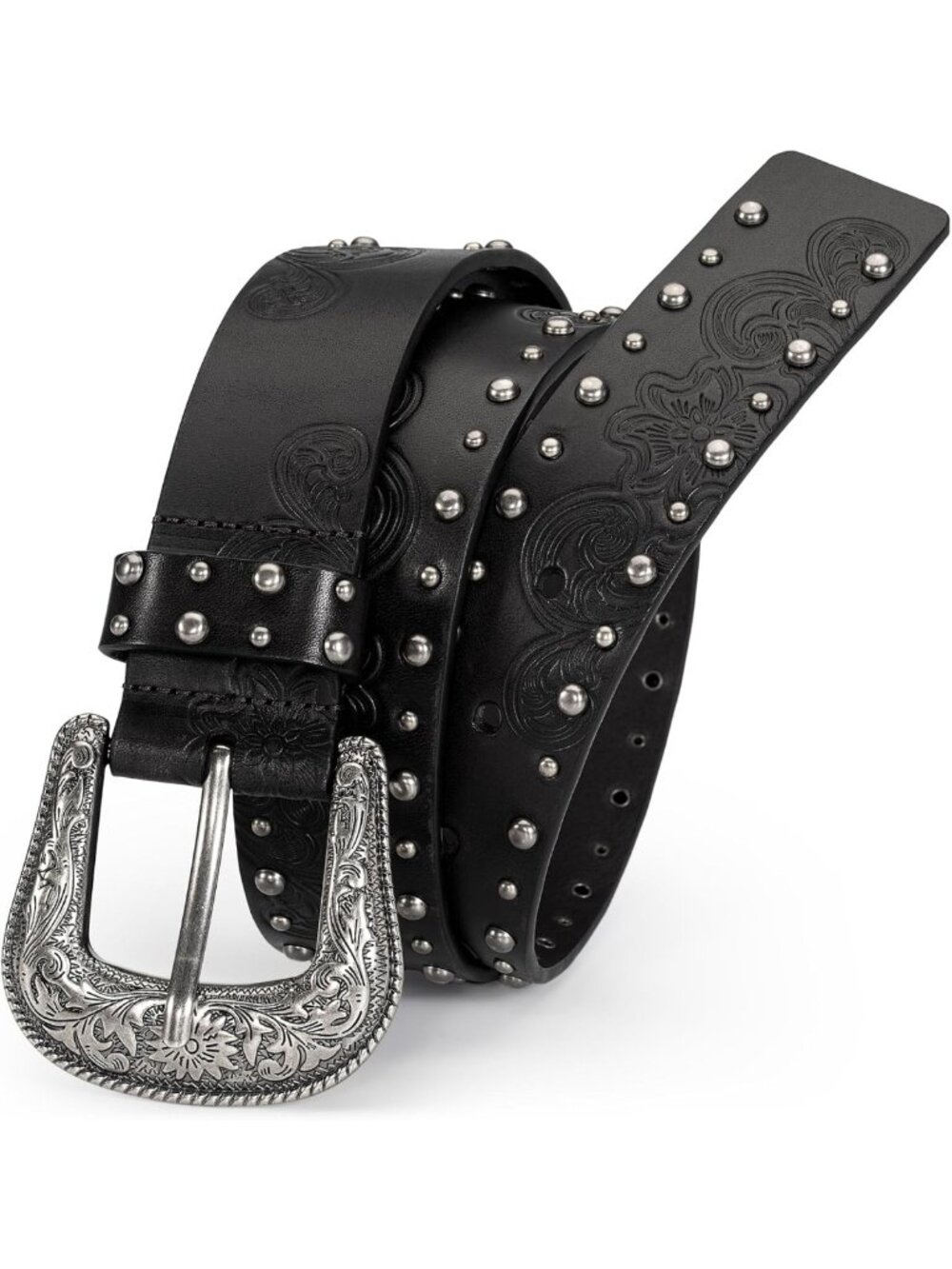 1.5" Genuine Leather Western Belt with Silver Buckle for Men & Women - Stylish